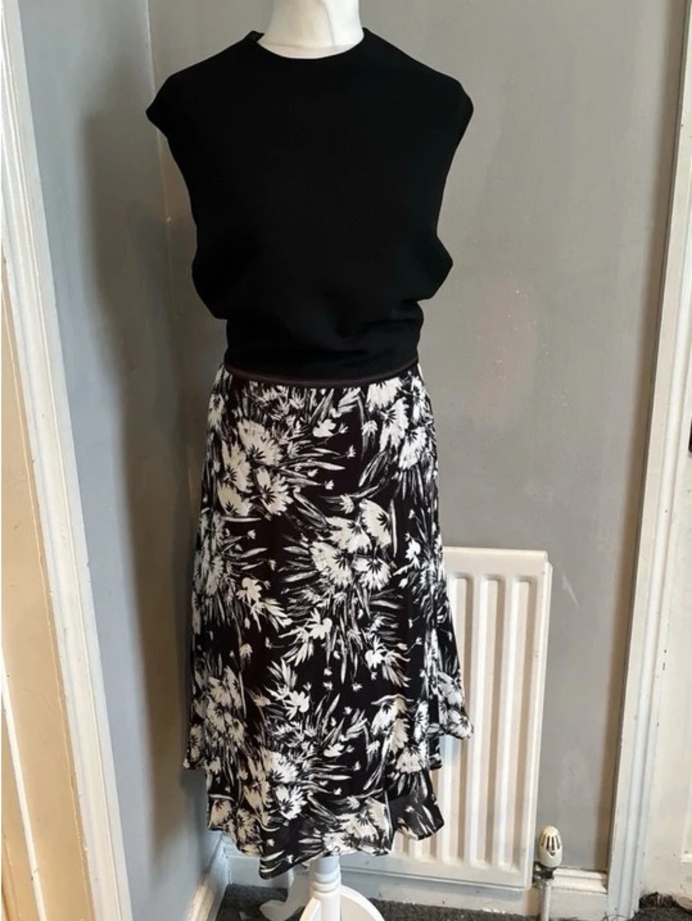 Monochrome Floral Maxi Dress — Black & White